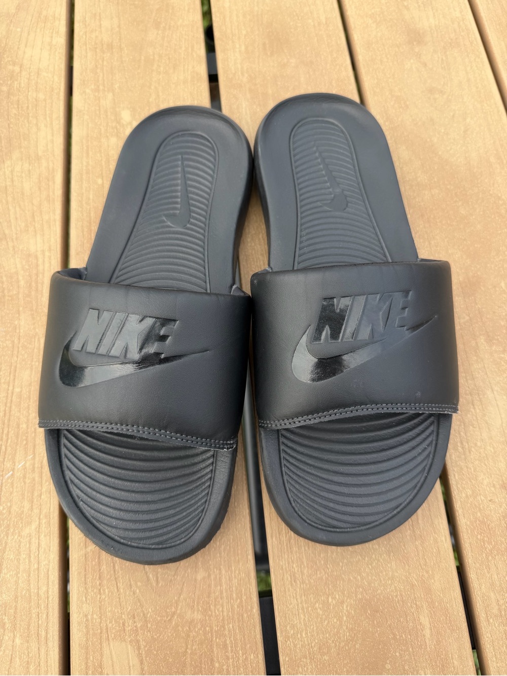 Nike Black Men's Slide Sandals with Embossed Swoosh